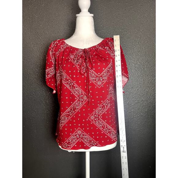 Fashion Art U.S.A. Bandana Blouse, Rodeo, Carnival Cowgirl Theme, Red Color, 2XL - Picture 8 of 12